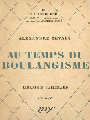 cover image of Au temps du Boulangisme